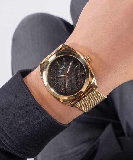 Guess Marshall zegarek męski klasyczny złoty na bransolecie mesh GW0794G2