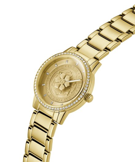 Guess Petal zegarek damski srebrny z kwiatkiem na tarczy GW0747L2
