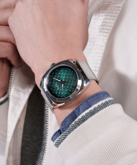 Guess Marshall zegarek męski klasyczny srebrny zielona tarcza GW0794G1
