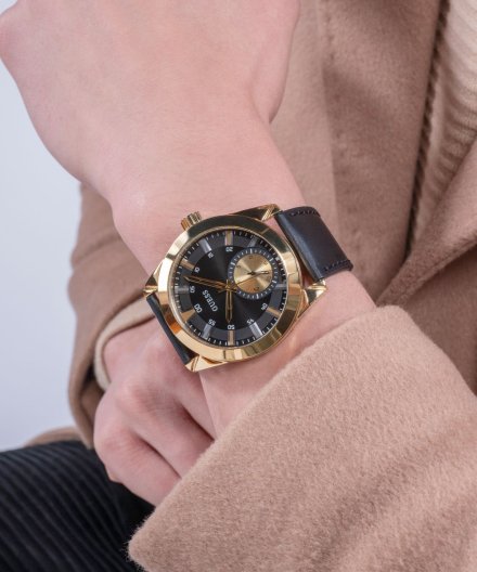 Guess Grayson zegarek męski klasyczny złoty czarny GW0793G2