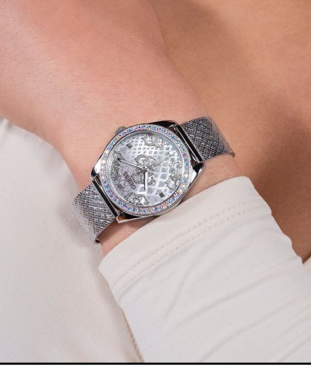 Guess Boa zegarek damski srebrny z błyszczącą tarczą GW0748L1