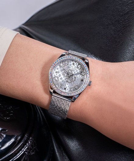 Guess Boa zegarek damski srebrny z błyszczącą tarczą GW0748L1