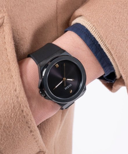 Guess Vinyl zegarek męski czarny klasyczny na pasku GW0790G2