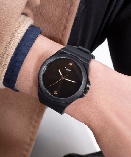 Guess Vinyl zegarek męski czarny klasyczny na pasku GW0790G2