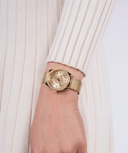 Guess Boa zegarek damski złoty z błyszczącą tarczą GW0748L2