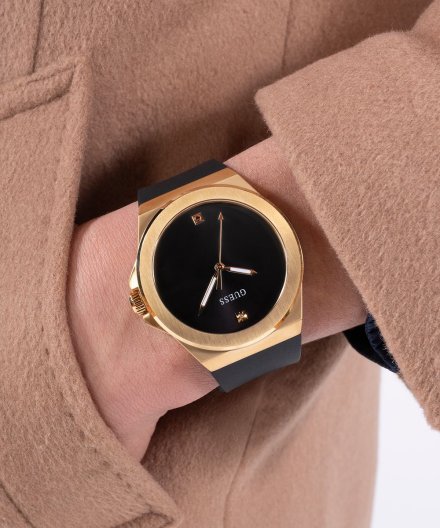 Guess Vinyl zegarek męski złoty klasyczny na pasku GW0790G1