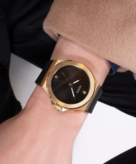 Guess Vinyl zegarek męski złoty klasyczny na pasku GW0790G1