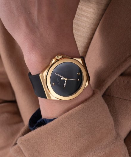 Guess Vinyl zegarek męski złoty klasyczny na pasku GW0790G1