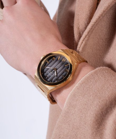 Guess Vinyl zegarek męski złoty klasyczny na bransolecie GW0789G2