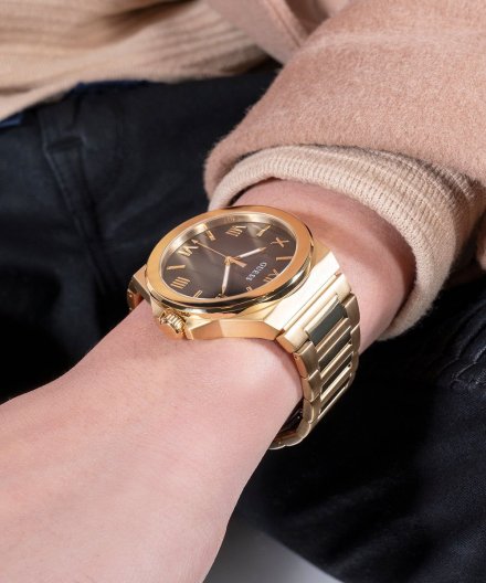 Guess Vinyl zegarek męski złoty klasyczny na bransolecie GW0789G2