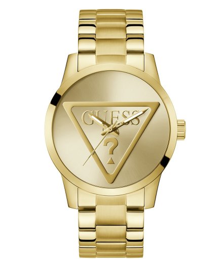Guess Badge zegarek męski klasyczny złoty na bransolecie GW0782G1