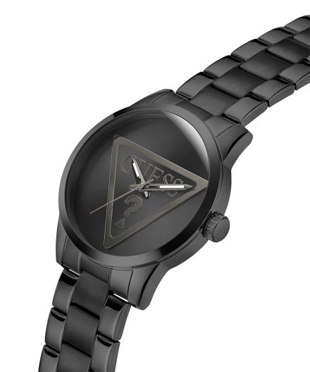 Guess Badge zegarek męski klasyczny czarny na bransolecie GW0782G2