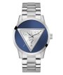 Guess Badge zegarek męski klasyczny srebrny na bransolecie GW0782G3
