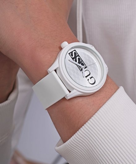 Guess Reputation zegarek męski na pasku biały GW0780G1