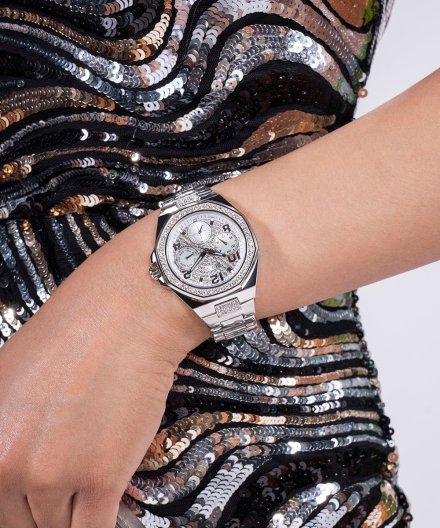Guess Lady Empire zegarek damski z kryształami srebrny GW0777L1
