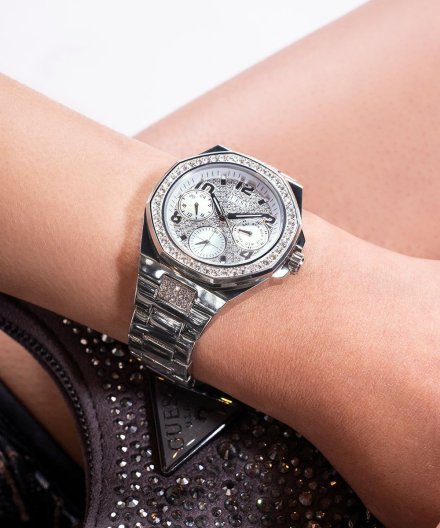 Guess Lady Empire zegarek damski z kryształami srebrny GW0777L1