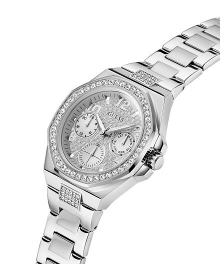 Guess Lady Empire zegarek damski z kryształami srebrny GW0777L1