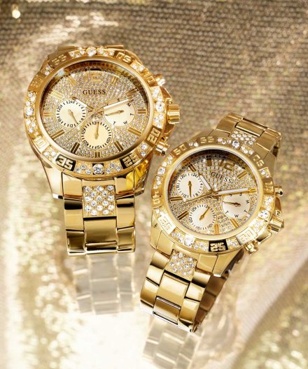 Guess Lady Majesty zegarek damski z kryształami złoty GW0771L2