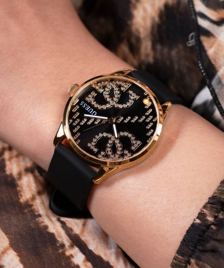 Guess G Stitch zegarek damski złoty na pasku GW0755L3