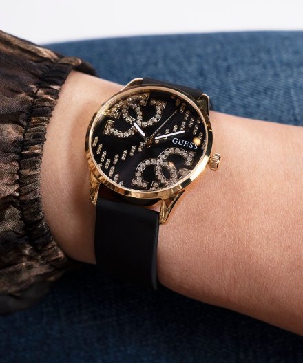 Guess G Stitch zegarek damski złoty na pasku GW0755L3