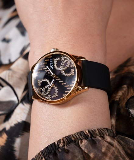 Guess G Stitch zegarek damski złoty na pasku GW0755L3