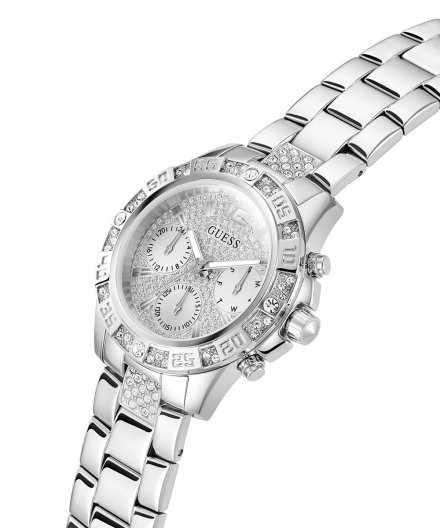 Guess Lady Majesty zegarek damski z kryształami srebrny GW0771L1