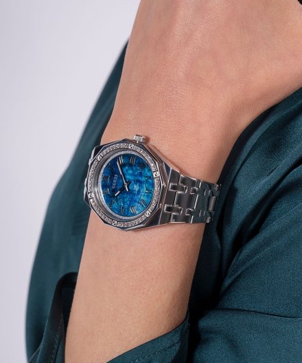 Guess Desire zegarek damski srebrny perłowa niebieska tarcza GW0770L1