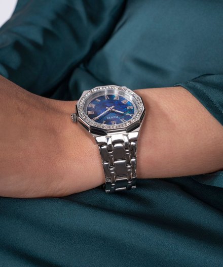 Guess Desire zegarek damski srebrny perłowa niebieska tarcza GW0770L1