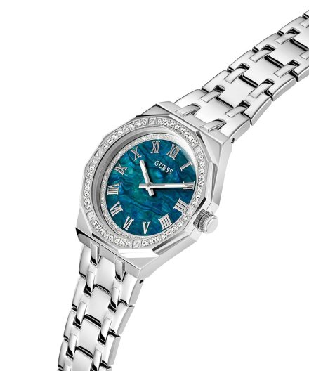 Guess Desire zegarek damski srebrny perłowa niebieska tarcza GW0770L1