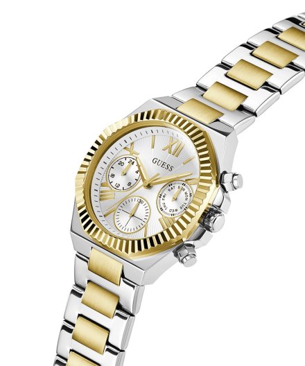 Guess Equality zegarek damski srebrno-złoty na bransolecie GW0769L3