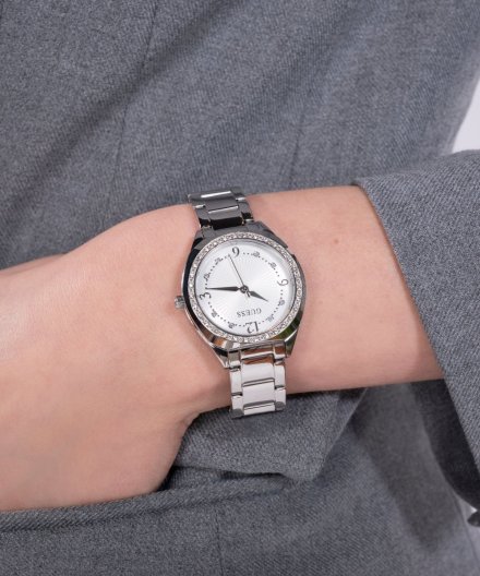Guess Charlotte zegarek damski srebrny delikatny z kryształkami GW0767L1