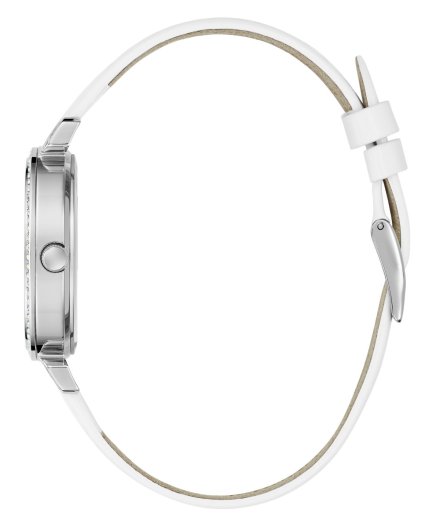 Guess Enchantment zegarek damski srebrny na białym pasku GW0764L4