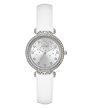 Guess Enchantment zegarek damski srebrny na białym pasku GW0764L4