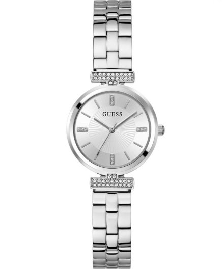 Guess Array zegarek damski klasyczny z bransoletką srebrny GW0762L1