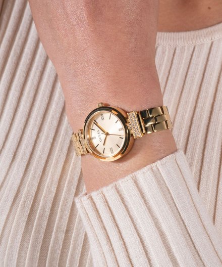 Guess Array zegarek damski klasyczny z bransoletką złoty GW0762L2