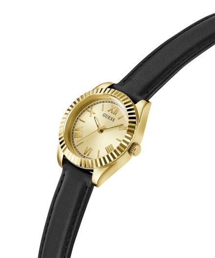 Guess Mini Luna zegarek damski złoty z czarnym paskiem GW0761L1