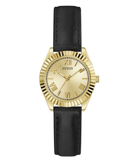 Guess Mini Luna zegarek damski złoty z czarnym paskiem GW0761L1