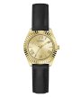 Guess Mini Luna zegarek damski złoty z czarnym paskiem GW0761L1