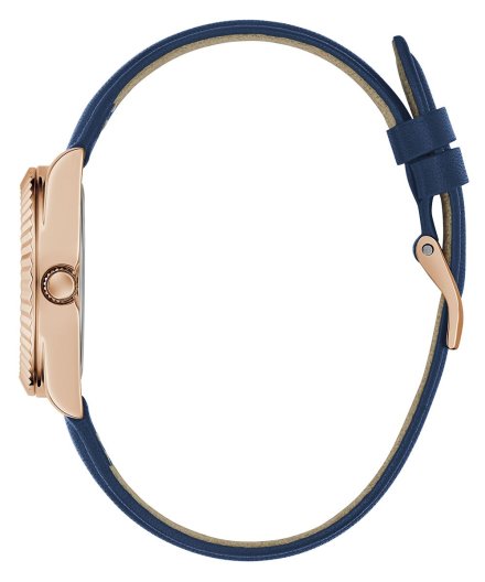 Guess Mini Luna zegarek damski złoty z granatowym paskiem GW0761L2