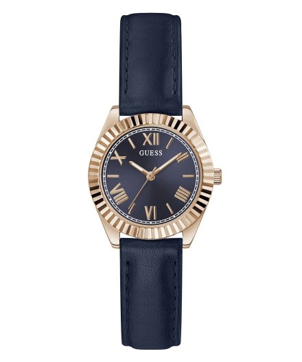 Guess Mini Luna zegarek damski złoty z granatowym paskiem GW0761L2