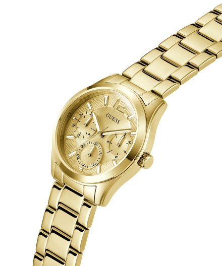 Guess Zoe zegarek damski złoty na bransolecie z datownikiem GW0760L2