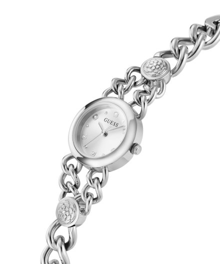 Guess Vienna zegarek damski biżuteryjny srebrny łańcuszek GW0758L1