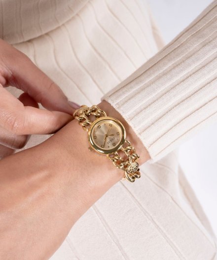 Guess Vienna zegarek damski biżuteryjny złoty łańcuszek GW0758L2