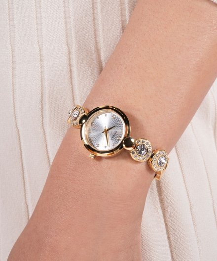 Guess Stardom zegarek damski biżuteryjny złoty z kryształami GW0757L2