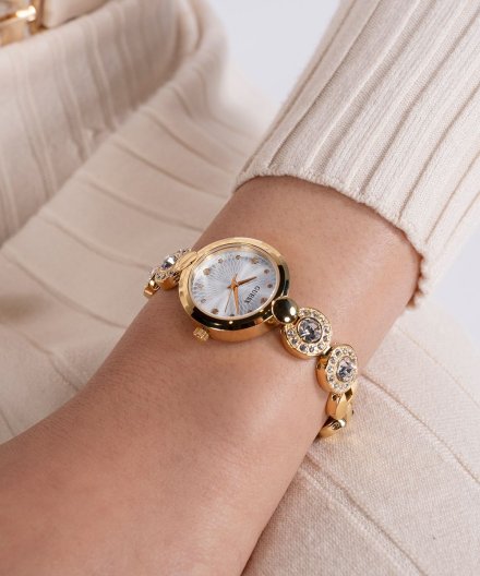 Guess Stardom zegarek damski biżuteryjny złoty z kryształami GW0757L2