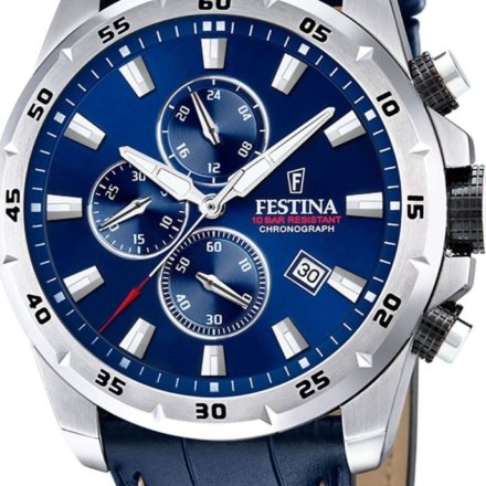 Festina Timeless Chronograph 20692/2 Zegarek Męski na granatowym pasku chronograf