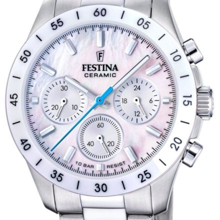 Festina Ceramic 20693/1 zegarek damski na bransolecie z perłową tarczą