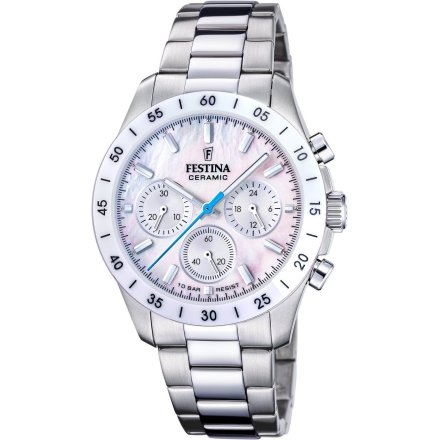 Festina Ceramic 20693/1 zegarek damski na bransolecie z perłową tarczą