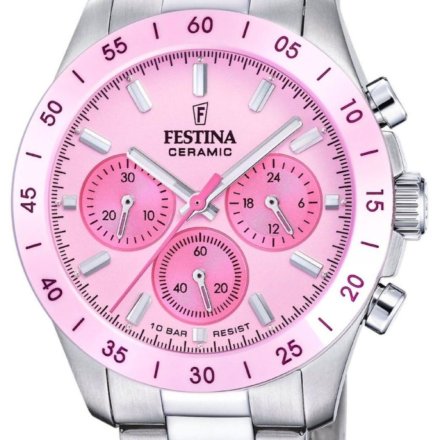 Festina Ceramic 20693/2 zegarek damski na bransolecie z różową tarczą