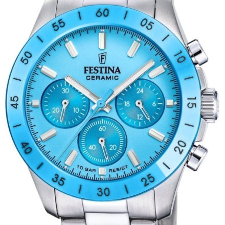 Festina Ceramic 20693/3 zegarek unisex na bransolecie z błękitną tarczą